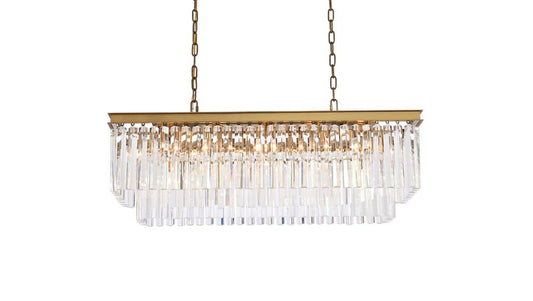 Elegant Furniture & Lighting - Sydney 40 inch rectangle crystal chandelier in satin gold - 1202D40SG/RC veiw 1