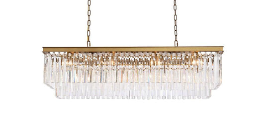 Elegant Furniture & Lighting - Sydney 50 inch rectangle crystal chandelier in satin gold - 1202D50SG/RC veiw 1