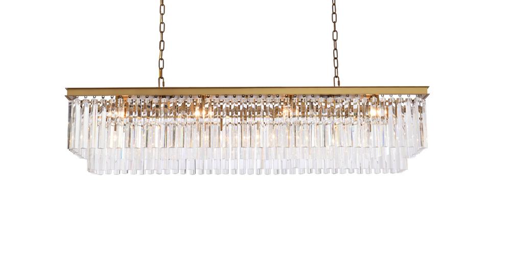 Elegant Furniture & Lighting - Sydney 60 inch rectangle crystal chandelier in satin gold - 1202D60SG/RC veiw 1