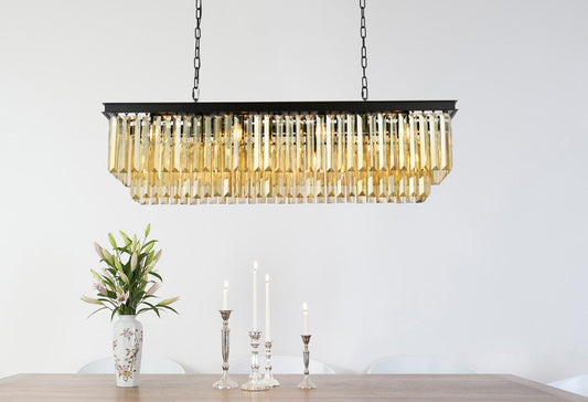 Elegant Furniture & Lighting - Sydney 12 light Matte Black Chandelier Golden Teak (Smoky) Royal Cut Crystal - 1232D50MB-GT/RC veiw 1