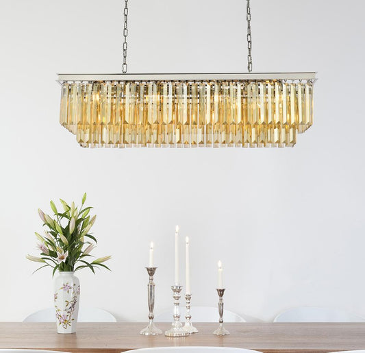 Elegant Furniture & Lighting - Sydney 12 light polished nickel Chandelier Golden Teak (Smoky) Royal Cut Crystal - 1232D50PN-GT/RC veiw 1