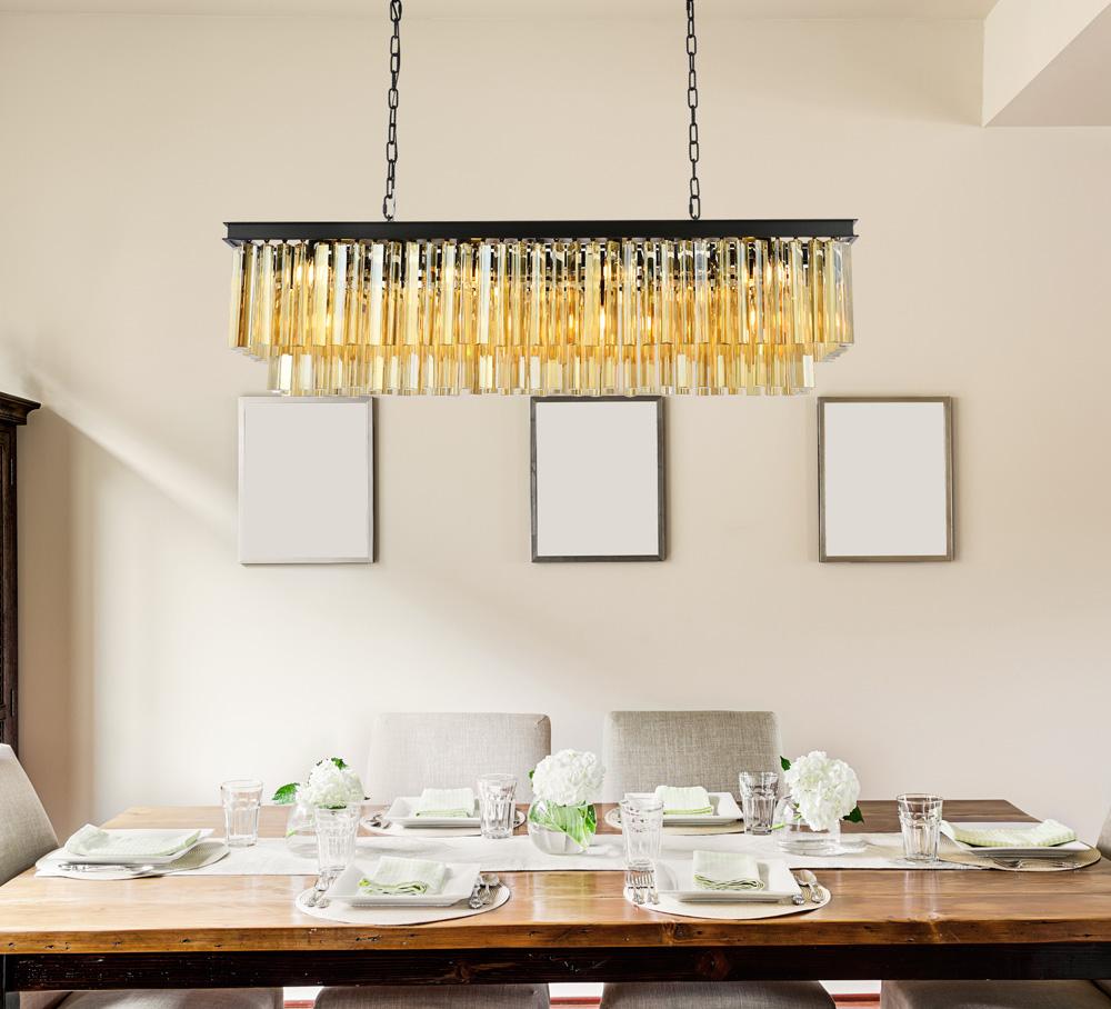 Elegant Furniture & Lighting - Sydney 12 light Matte Black Chandelier Golden Teak (Smoky) Royal Cut Crystal - 1202D50MB-GT/RC veiw 1