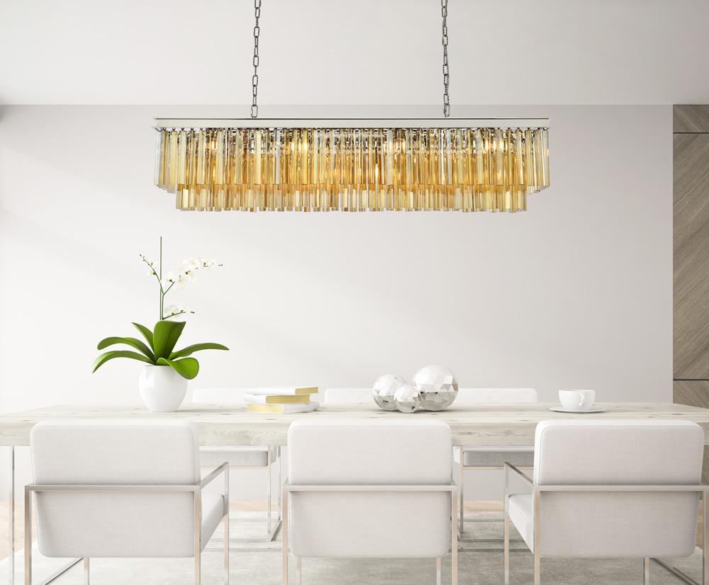 Elegant Furniture & Lighting - Sydney 12 light polished nickel Chandelier Golden Teak (Smoky) Royal Cut Crystal - 1202D60PN-GT/RC veiw 1