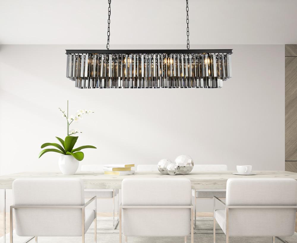 Elegant Furniture & Lighting - Sydney 12 light Matte Black Chandelier Silver Shade (Grey) Royal Cut Crystal - 1202D60MB-SS/RC veiw 1