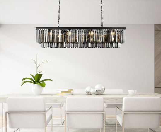 Elegant Furniture & Lighting - Sydney 12 light Matte Black Chandelier Silver Shade (Grey) Royal Cut Crystal - 1202D60MB-SS/RC veiw 1