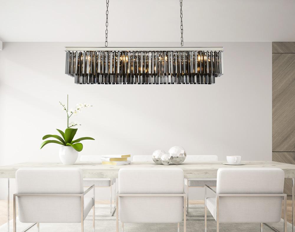 Elegant Furniture & Lighting - Sydney 12 light polished nickel Chandelier Silver Shade (Grey) Royal Cut Crystal - 1202D60PN-SS/RC veiw 1