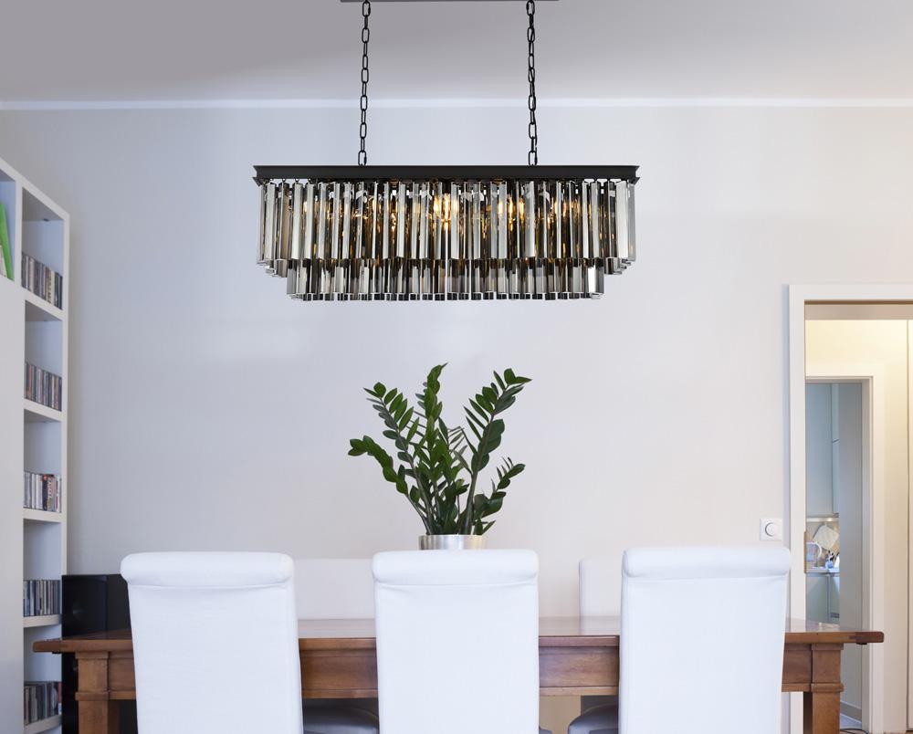 Elegant Furniture & Lighting - Sydney 12 light Matte Black Chandelier Silver Shade (Grey) Royal Cut Crystal - 1202D40MB-SS/RC veiw 1