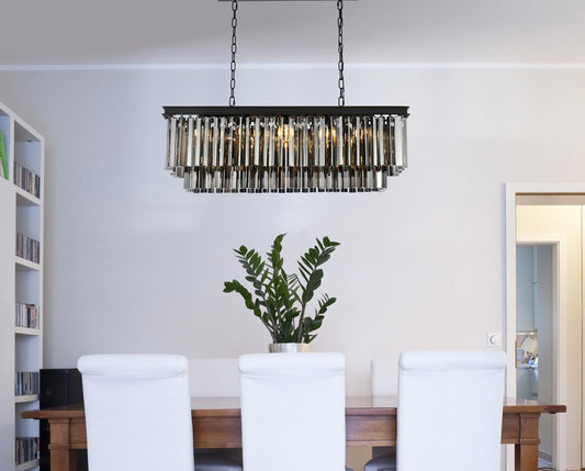 Elegant Furniture & Lighting - Sydney 12 light Matte Black Chandelier Silver Shade (Grey) Royal Cut Crystal - 1202D40MB-SS/RC veiw 1