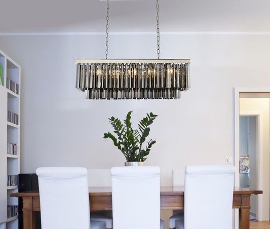 Elegant Furniture & Lighting - Sydney 12 light polished nickel Chandelier Silver Shade (Grey) Royal Cut Crystal - 1202D40PN-SS/RC veiw 1
