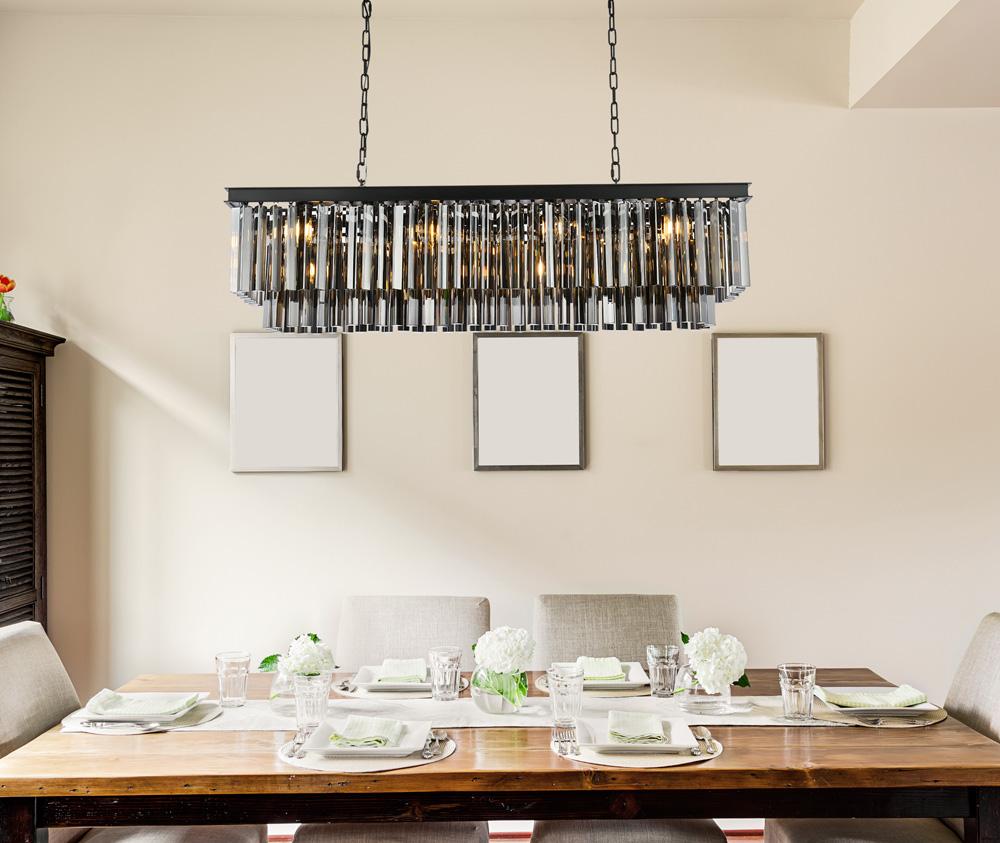 Elegant Furniture & Lighting - Sydney 12 light Matte Black Chandelier Silver Shade (Grey) Royal Cut Crystal - 1202D50MB-SS/RC veiw 1