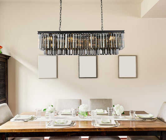 Elegant Furniture & Lighting - Sydney 12 light Matte Black Chandelier Silver Shade (Grey) Royal Cut Crystal - 1202D50MB-SS/RC veiw 1