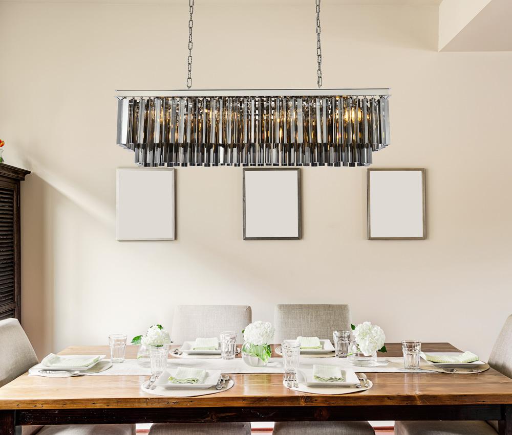 Elegant Furniture & Lighting - Sydney 12 light polished nickel Chandelier Silver Shade (Grey) Royal Cut Crystal - 1202D50PN-SS/RC veiw 1