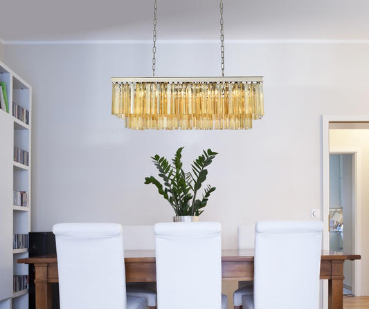 Elegant Furniture & Lighting - Sydney 12 light polished nickel Chandelier Golden Teak (Smoky) Royal Cut Crystal - 1202D40PN-GT/RC veiw 1