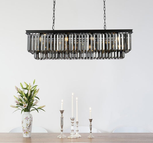 Elegant Furniture & Lighting - Sydney 12 light Matte Black Chandelier Silver Shade (Grey) Royal Cut Crystal - 1232D50MB-SS/RC veiw 1