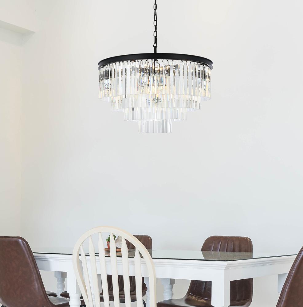 Elegant Furniture & Lighting - Sydney 17 light Matte Black Chandelier Clear Royal Cut Crystal - 1201D32MB/RC veiw 1