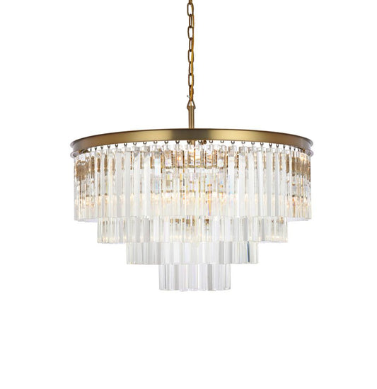 Elegant Furniture & Lighting - Sydney 32 inch round crystal chandelier in satin gold - 1201D32SG/RC veiw 1