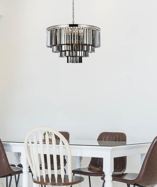 Elegant Furniture & Lighting - Sydney 17 light polished nickel Chandelier Silver Shade (Grey) Royal Cut Crystal - 1201D32PN-SS/RC veiw 1