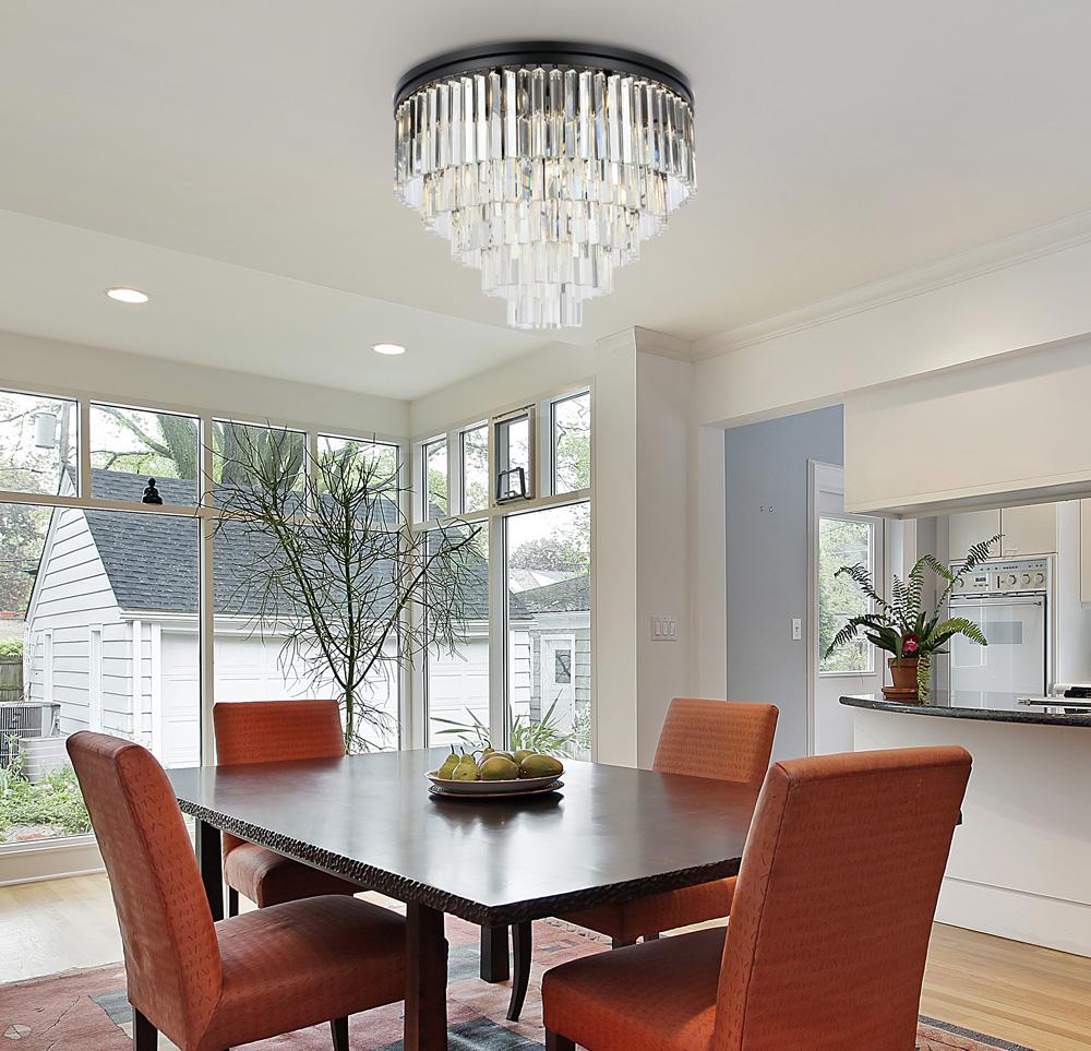 Elegant Furniture & Lighting - Sydney 17 light Matte Black Flush Mount Clear Royal Cut Crystal - 1201F32MB/RC veiw 1