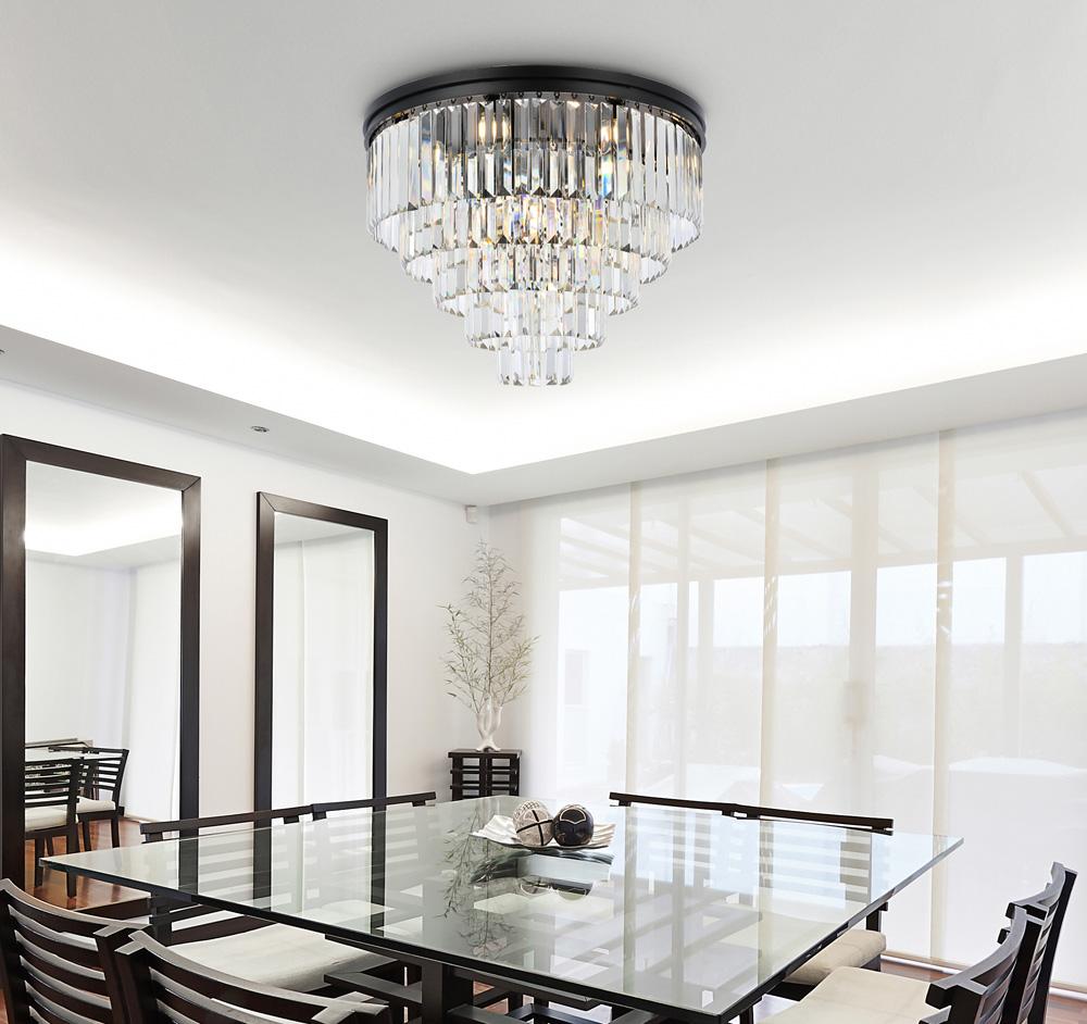 Elegant Furniture & Lighting - Sydney 17 light Matte Black Flush Mount Clear Royal Cut Crystal - 1231F32MB/RC veiw 1