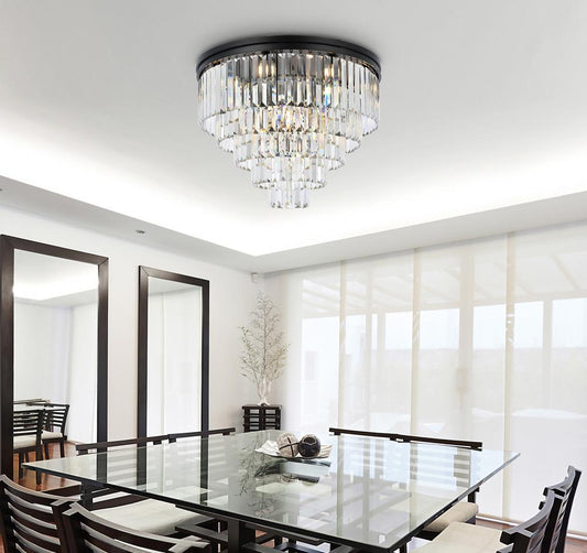 Elegant Furniture & Lighting - Sydney 17 light Matte Black Flush Mount Clear Royal Cut Crystal - 1231F32MB/RC veiw 1