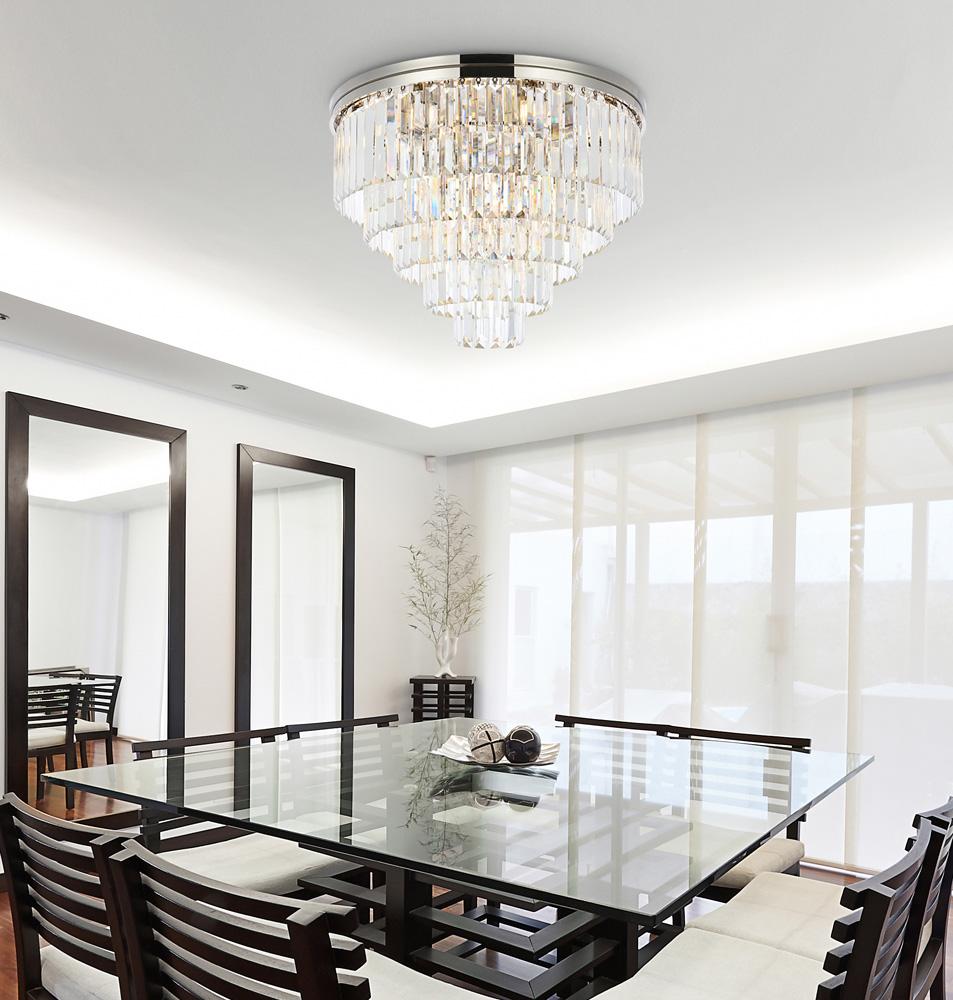 Elegant Furniture & Lighting - Sydney 17 light polished nickel Flush Mount Clear Royal Cut Crystal - 1231F32PN/RC veiw 1