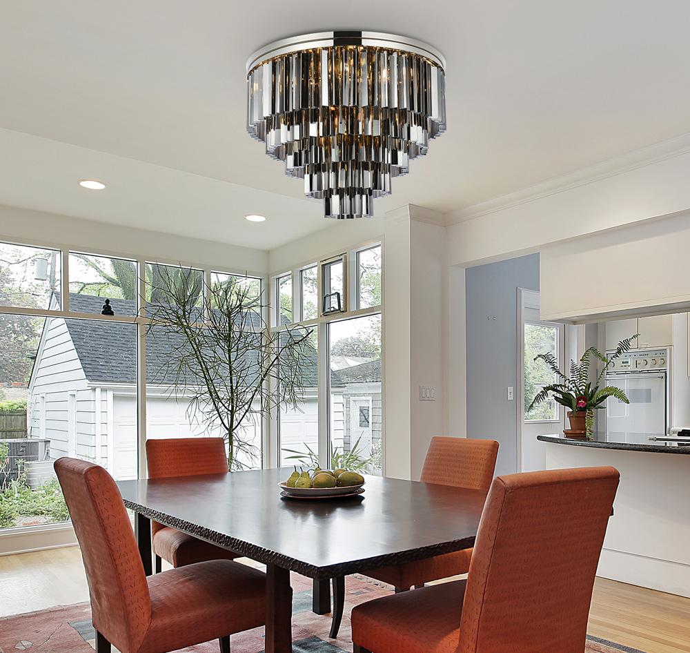 Elegant Furniture & Lighting - Sydney 17 light polished nickel Flush Mount Silver Shade (Grey) Royal Cut Crystal - 1201F32PN-SS/RC veiw 1