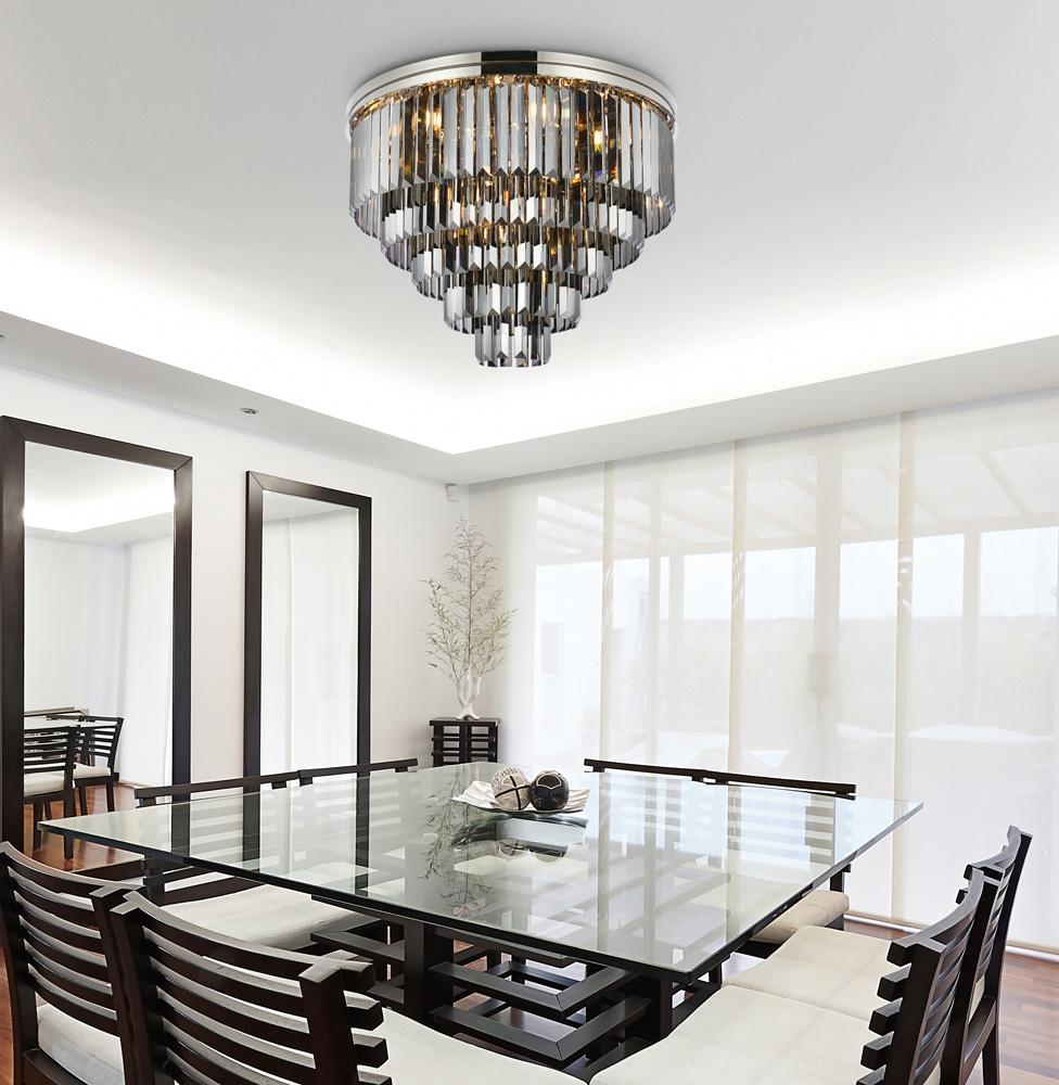 Elegant Furniture & Lighting - Sydney 17 light polished nickel Flush Mount Silver Shade (Grey) Royal Cut Crystal - 1231F32PN-SS/RC veiw 1