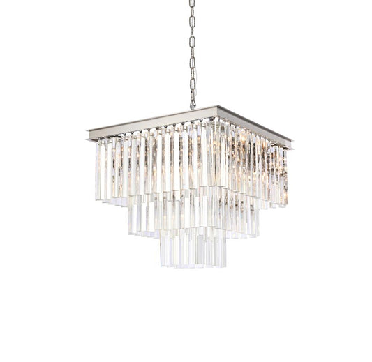 Elegant Furniture & Lighting - Sydney 21.5 inch square crystal chandelier in polished nickel - 1201S22PN/RC veiw 1