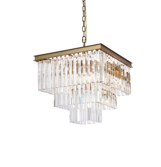 Elegant Furniture & Lighting - Sydney 21.5 inch square crystal chandelier in satin gold - 1201S22SG/RC veiw 1