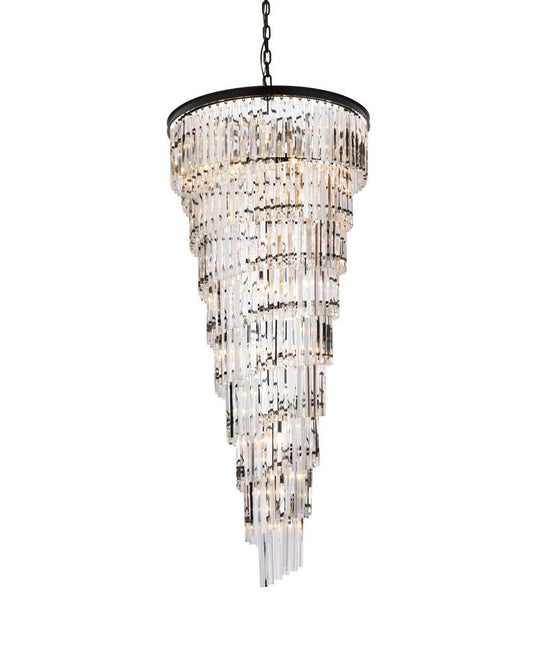 Elegant Furniture & Lighting - Sydney 30 inch spiral crystal chandelier in matte black - 1201SR30MB/RC veiw 1
