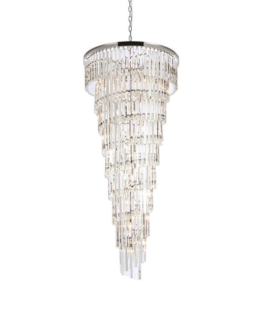 Elegant Furniture & Lighting - Sydney 30 inch spiral crystal chandelier in polished nickel - 1201SR30PN/RC veiw 1