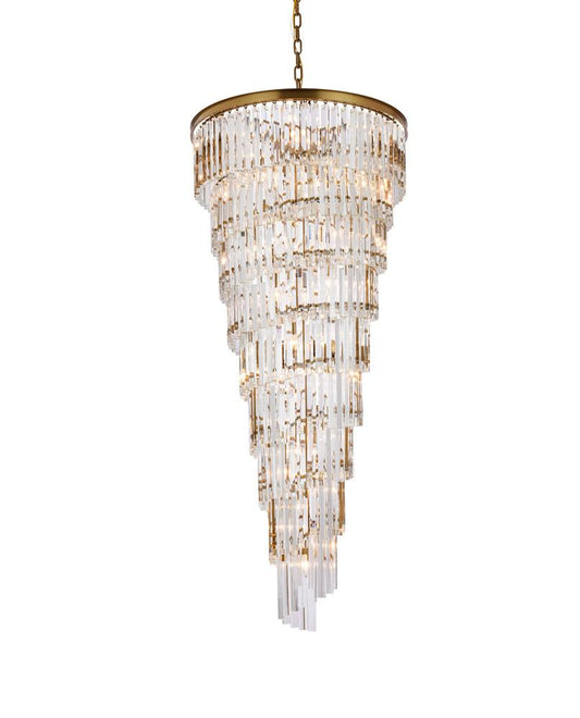 Elegant Furniture & Lighting - Sydney 30 inch spiral crystal chandelier in satin gold - 1201SR30SG/RC veiw 1