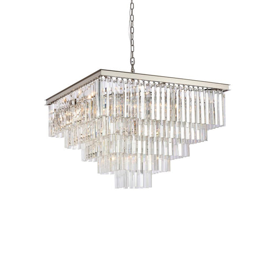 Elegant Furniture & Lighting - Sydney 34 inch square crystal chandelier in polished nickel - 1201S34PN/RC veiw 1