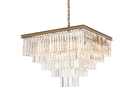 Elegant Furniture & Lighting - Sydney 34 inch square crystal chandelier in satin gold - 1201S34SG/RC veiw 1