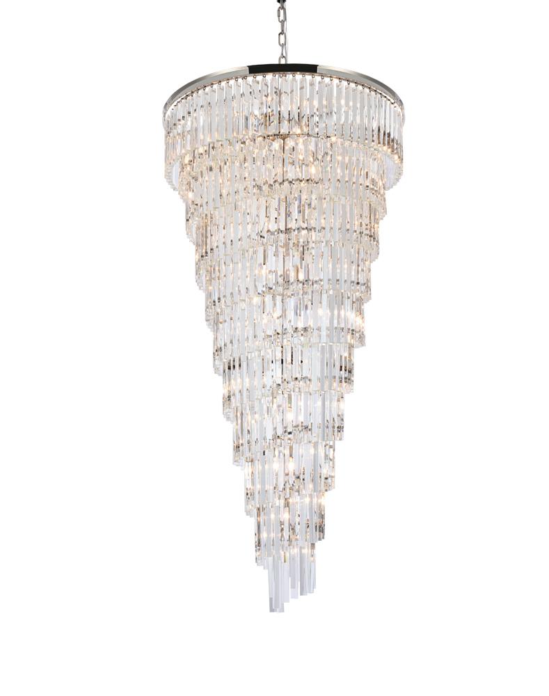 Elegant Furniture & Lighting - Sydney 36.5 inch spiral crystal chandelier in polished nickel - 1201SR36PN/RC veiw 1