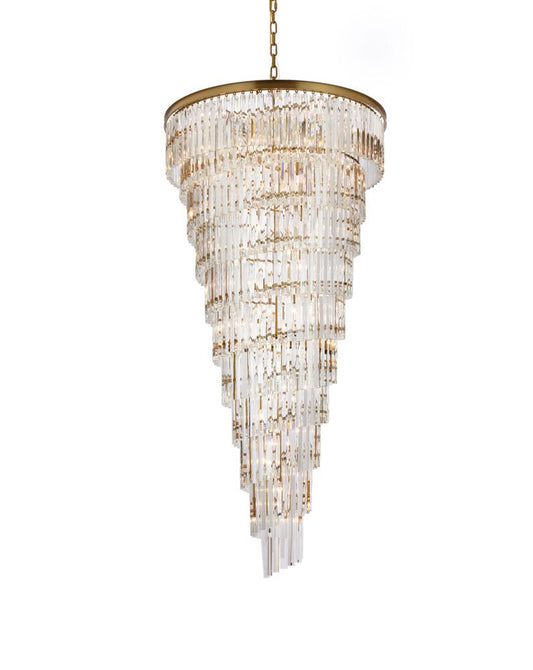 Elegant Furniture & Lighting - Sydney 36.5 inch spiral crystal chandelier in satin gold - 1201SR36SG/RC veiw 1