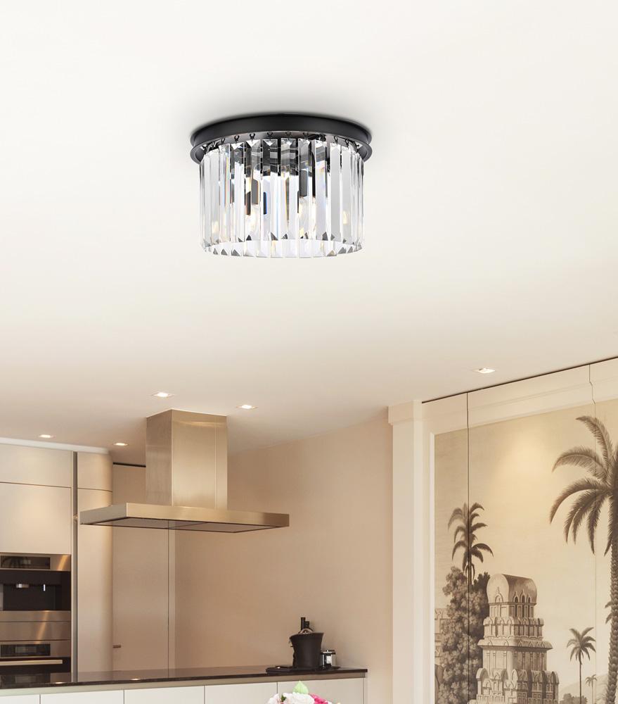 Elegant Furniture & Lighting - Sydney 3 light Matte Black Flush Mount Clear Royal Cut Crystal - 1238F16MB/RC veiw 1