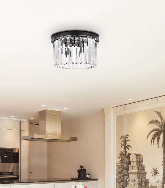 Elegant Furniture & Lighting - Sydney 3 light Matte Black Flush Mount Clear Royal Cut Crystal - 1238F16MB/RC veiw 1