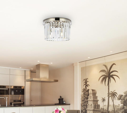 Elegant Furniture & Lighting - Sydney 3 light polished nickel Flush Mount Clear Royal Cut Crystal - 1238F16PN/RC veiw 1