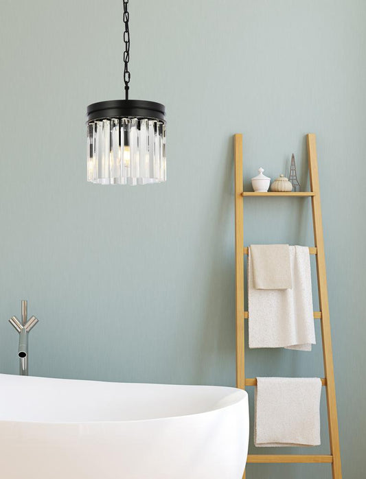 Elegant Furniture & Lighting - Sydney 3 light Matte Black Pendant Clear Royal Cut Crystal - 1208D12MB/RC veiw 1
