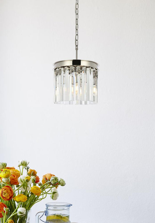 Elegant Furniture & Lighting - Sydney 3 light polished nickel Pendant Clear Royal Cut Crystal - 1208D12PN/RC veiw 1