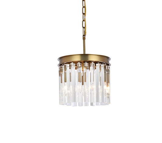 Elegant Furniture & Lighting - Sydney 12 inch round crystal pendant in satin gold - 1208D12SG/RC veiw 1