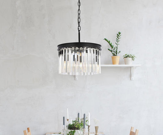 Elegant Furniture & Lighting - Sydney 3 light Matte Black Pendant Clear Royal Cut Crystal - 1208D16MB/RC veiw 1