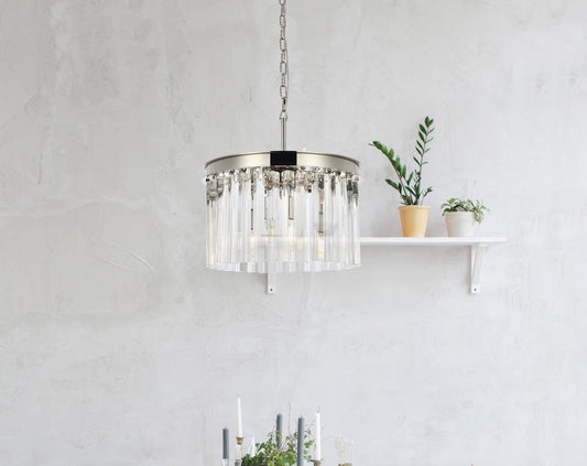 Elegant Furniture & Lighting - Sydney 3 light polished nickel Pendant Clear Royal Cut Crystal - 1208D16PN/RC veiw 1