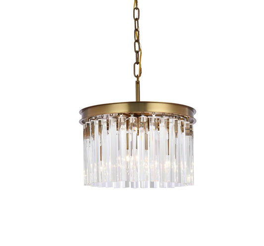 Elegant Furniture & Lighting - Sydney 16 inch round crystal pendant in satin gold - 1208D16SG/RC veiw 1