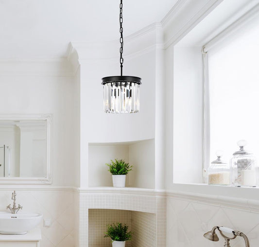 Elegant Furniture & Lighting - Sydney 3 light Matte Black Pendant Clear Royal Cut Crystal - 1238D12MB/RC veiw 1