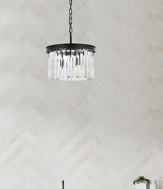Elegant Furniture & Lighting - Sydney 3 light Matte Black Pendant Clear Royal Cut Crystal - 1238D16MB/RC veiw 1