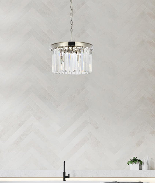 Elegant Furniture & Lighting - Sydney 3 light polished nickel Pendant Clear Royal Cut Crystal - 1238D16PN/RC veiw 1