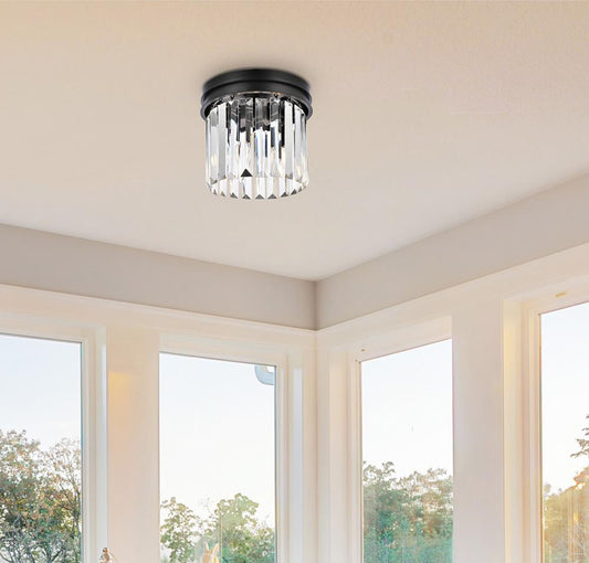 Elegant Furniture & Lighting - Sydney 3 light Matte Black Flush Mount Clear Royal Cut Crystal - 1238F12MB/RC veiw 1