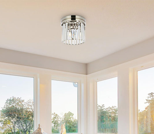 Elegant Furniture & Lighting - Sydney 3 light polished nickel Flush Mount Clear Royal Cut Crystal - 1238F12PN/RC veiw 1